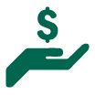 Loans hand with money icon